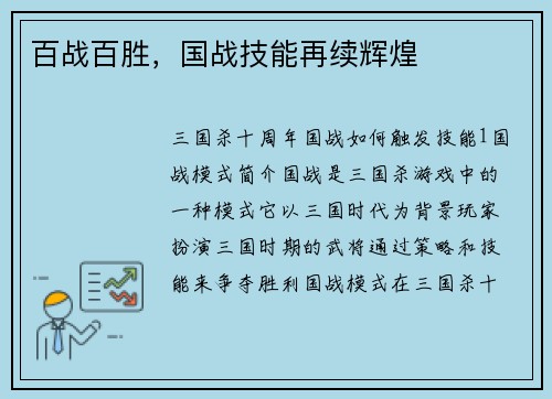 百战百胜，国战技能再续辉煌